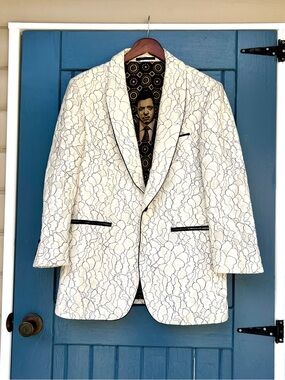 Empire Show Blazers White Black Lace Tuxedo Jacket Lucious Lyon Lining Sz Medium